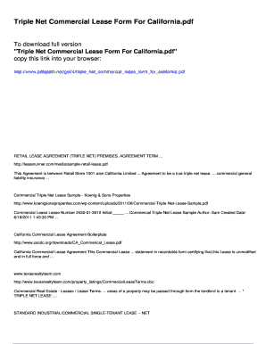 California Triple Net Commercial Lease Agreement