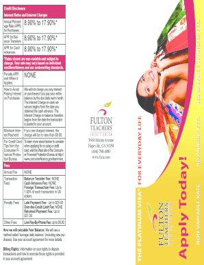 Platinum Visa Credit Card Application