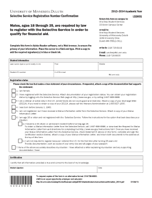 Selective Service Registration Confirmation Form