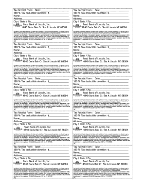 Tax Receipt Form for Donations