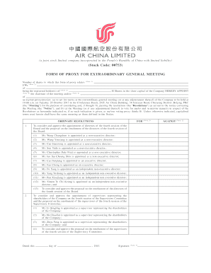 Proxy Form for Extraordinary General Meeting