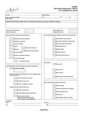 AmRISC Tech Risk Questionnaire - Metal