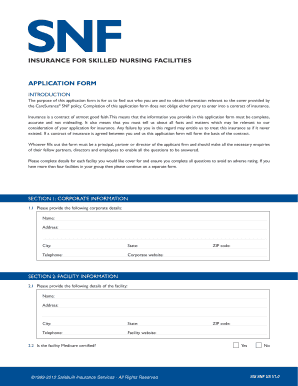 Skilled Nursing Facility Insurance Application Form