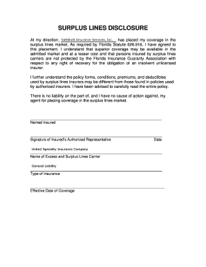 Surplus Lines Disclosure Form