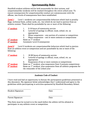 Stanfield Student-Athlete Sportsmanship Rules