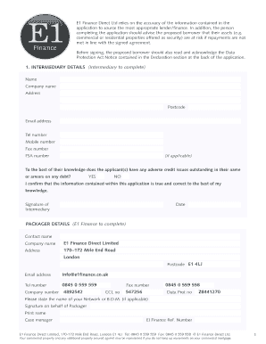 E1 Finance Direct Loan Application Form