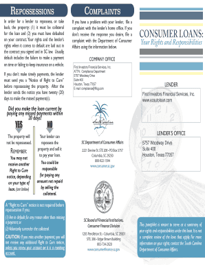 South Carolina Repossession Complaints Form