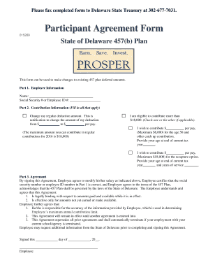 Delaware 457(b) Plan Participant Agreement Form
