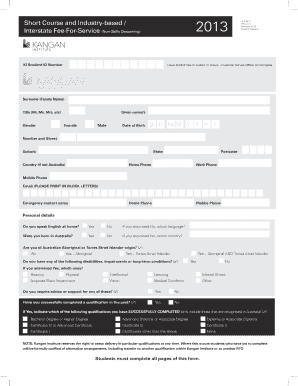 Kangan Institute Student Enrollment Form