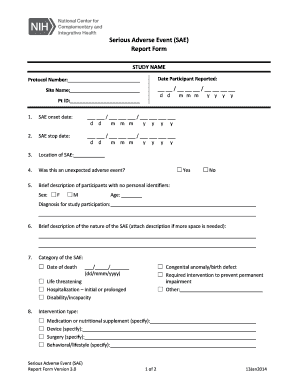 Serious Adverse Event Report Form