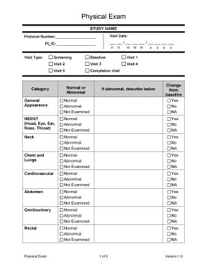 Physical Exam Form