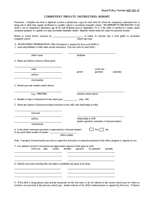Competent Private Instruction Report