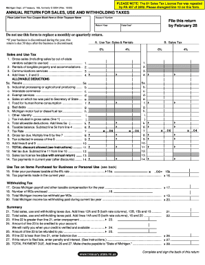Michigan Annual Return for Sales, Use and Withholding Taxes
