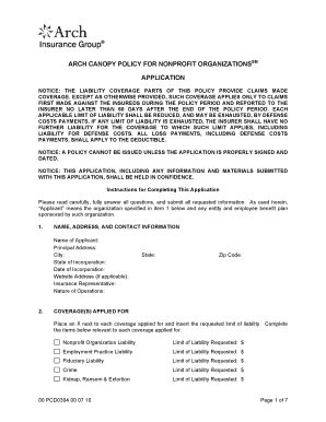 Arch Canopy Policy Application for Nonprofits