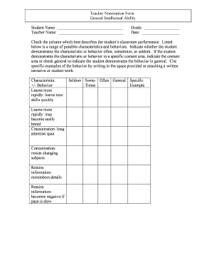 Teacher Nomination Form