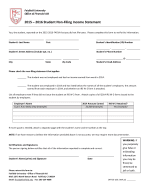 2015-2016 Student Non-Filing Income Statement