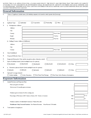 Professional Indemnity Insurance Application