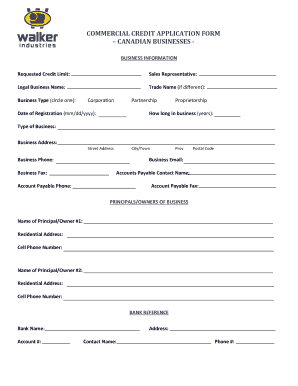 Commercial Credit Application Form