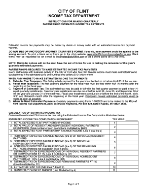 Flint Partnership Estimated Income Tax Payment Voucher
