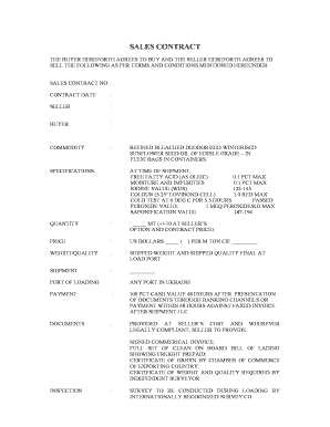 Sales Contract for Sunflower Seed Oil