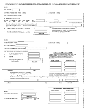 New York State Employee SEFA Pledge and Payroll Deduction Authorization