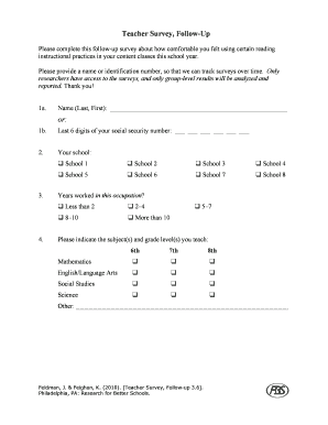 Teacher Survey Follow-Up Form