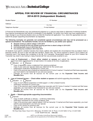 Appeal for Review of Financial Circumstances