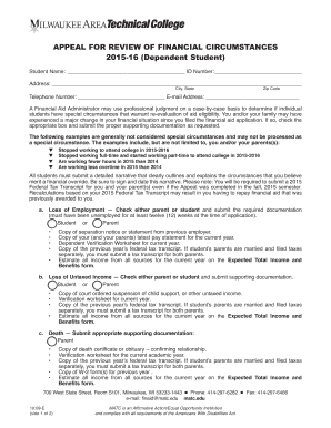 Appeal for Review of Financial Circumstances