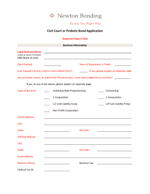 Civil Court or Probate Bond Application