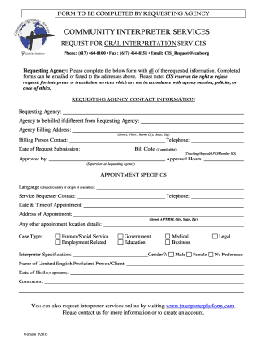 Community Interpreter Services Request Form