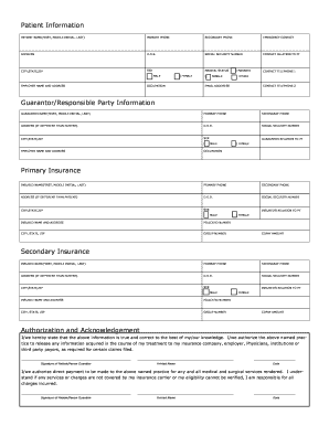 Patient Information and Insurance Form