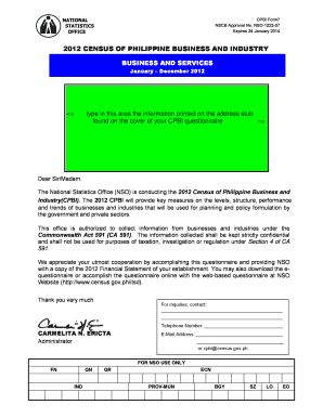 2012 Census of Philippine Business and Industry Form