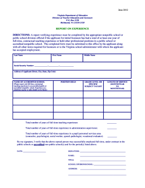 Virginia Teacher Experience Report