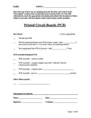 FedEx Printed Circuit Board Shipping Form