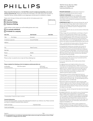 Phillips Auction Bid Form