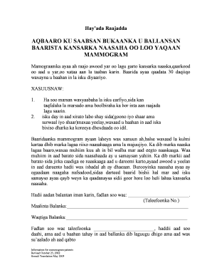 Mammogram Appointment Form