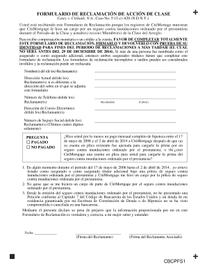 Formulario de Reclamación de Acción de Clase