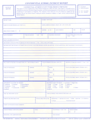 Confidential School Incident Report