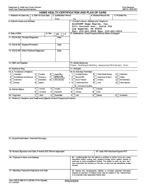 Home Health Certification and Plan of Care