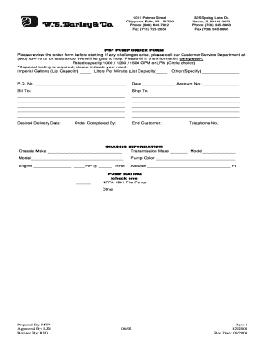 PSF Pump Order Form