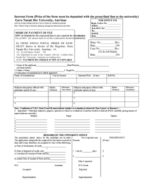 Guru Nanak Dev University Re-evaluation Form