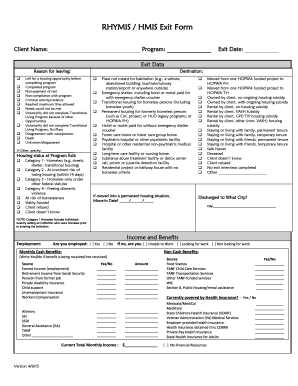 RHYMIS HMIS Exit Form