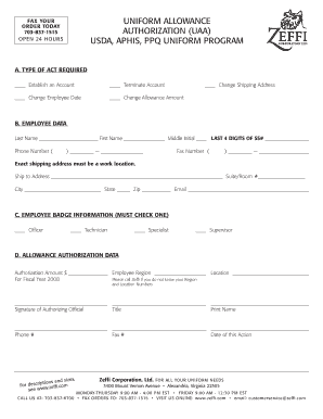 USDA Uniform Allowance Authorization Form