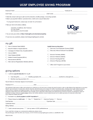 UCSF Employee Giving Program Form