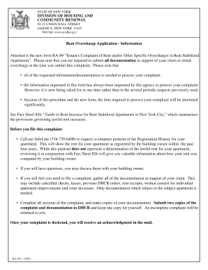 New York Rent Overcharge Complaint Form