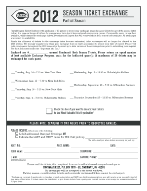 2012 Cincinnati Reds Season Ticket Exchange Form