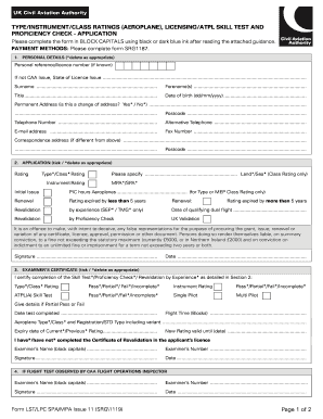 UK CAA Type/Instrument/Class Ratings Application