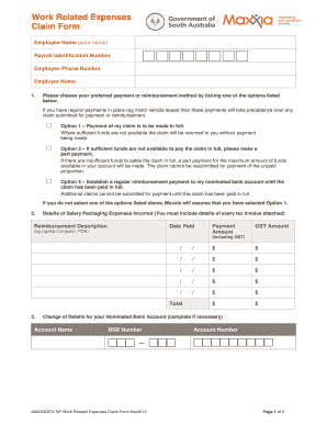 Work Related Expenses Claim Form