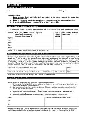 College Bowl Institutional Eligibility Form