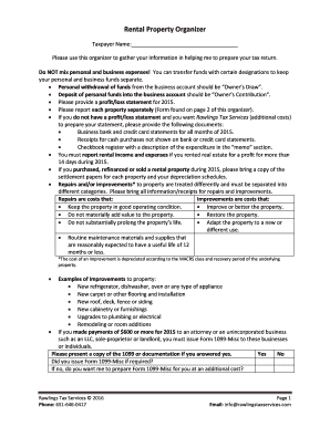 Rental Property Tax Organizer